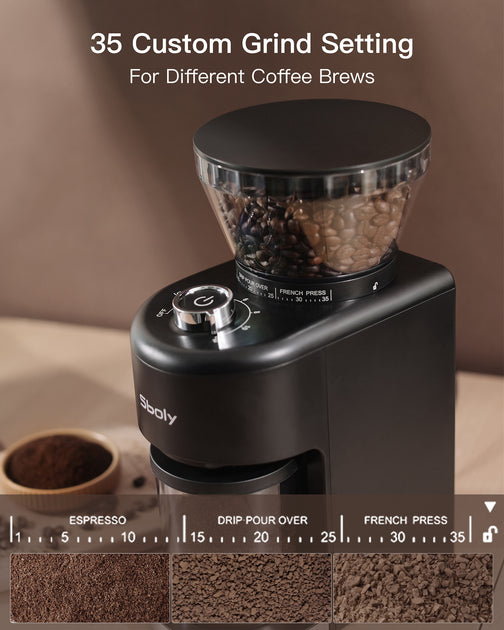 Electric Conical Burr Coffee Grinder 35 Grind Settings for 2 12 Cups A Sboly