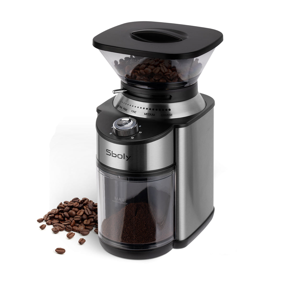 Conical Burr Coffee Grinder Stainless Steel Adjustable Burr Mill with Sboly